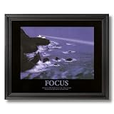 FOCUS Motivational Ocean Lighthouse Picture Black Framed Art Print by 