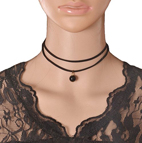 Topin® Punk Gothic Retro Black Lace Double Velvet Choker Necklace