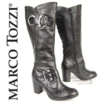 MARCO TOZZI Damen Winter Stiefel, Zierschlie&szlig;en, schwarz antic