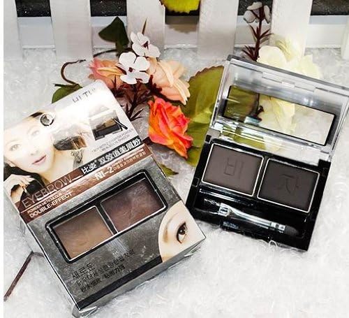 Compact Eyebrow or Eyeshadow Powder 2 Shade Palette Kit (2 x 4.5g) With Brush- 4 Colours Available (4. Light)