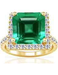 18K Yellow Gold Emerald Cut Emerald Ring With Sidestones (GIA Certificate)