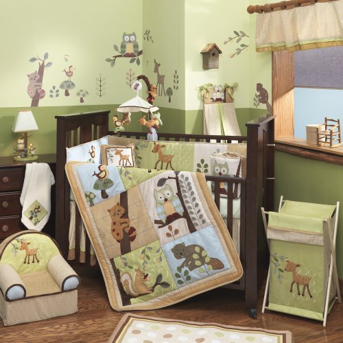 Lambs and Ivy Enchanted Forest 6 Pc Baby Crib Bedding Set, Green