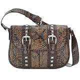 Faux Leather Crossbody Handbag - Coffee Bean - Animal Attraction - Lou-ella