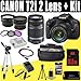 Canon EOS Rebel T2i 18 MP CMOS APS-C Digital SLR Camera + Canon EF-S 18-55mm f/3.5-5.6 IS Lens + Canon EF-S 55-250mm f/4.0-5.6 IS Telephoto Zoom Lens + 16GB Deluxe Accessory Kit