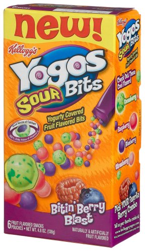 Yogos Sour  Bits, Bitin' Berry Blast, 6-Count Pouches (Pack of 8)