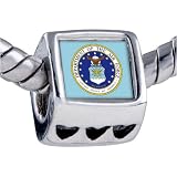 Pandora Style Bead Phrase Seal Air Force Photo Heart European Charm Beads Fits Pandora Bracelet
