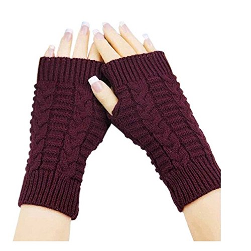 SBParts Stylish Women Knit Winter Armwarmer Fingerless Gloves - Burgundy