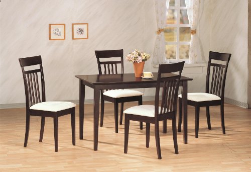 5pc Contemporary Cappuccino Finish Wood Dining Table & 4 Chairs Set On Sale