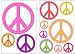 Lot 26 Studio P1577-L Add-Heres Peace Signs Wall Stickers, Orange, Red, Purple and Yellow, 10-1/4 by
