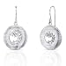 Moonlit Night Radiance: Sterling Silver Rhodium Finish Disc Style Textured Fishhook Earrings with Cubic Zirconia