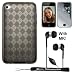 Argyle Durable Crystal HD Flexible Skin Checker Design for Apple iPod Touch 4 ( Compatible with all Models, 8 GB 32 GB and 64 GB) + Includes an eBigValue (TM) Determination Hand Strap KeyChain + Includes a mirror screen protector, Protects against scratches and dirt + Includes a Crystal Clear High Quality HD Noise Filter Earbuds Earphones Headphones with Mic, 3.5mm Jack For iPod, iPhone and iPad