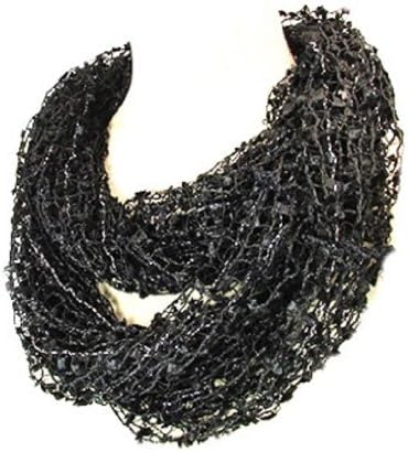 Confetti Infinity Loop Scarf in Black with Silver Thread