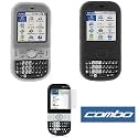 Durable Flexible Soft Silicone Skin Black + Clear Cases + Premium Reusable LCD Screen Protector for Palm Centro 690 685 Smartphone