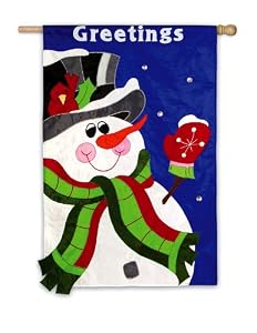 Snowman Greetings Regular Size Applique Flag