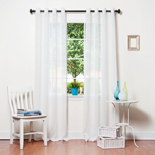 White Crushed Voile Sheer Grommet Top Curtain 108″L Pair SLbed bath