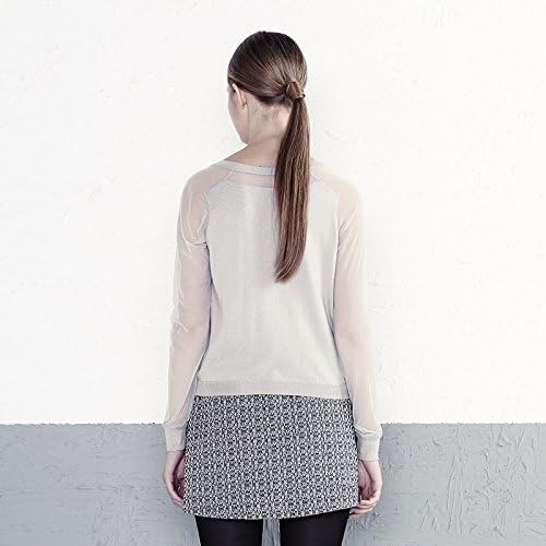 Broadcast Women's Simple All-match Perspective Long-sleeved Knitting Cardigan Small Grey