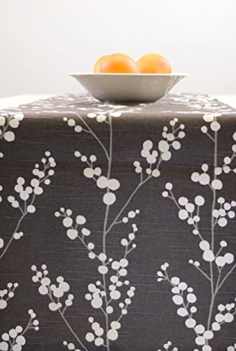 Table Runner Grey, Grey Table Runner, Fall Table Runner, Thanksgiving Table Runner, Table Runner Floral 60 Inches, 72 Inches, 90 Inches, 96 Inches, 108 Inches and 120 Inches - Grey Vines (60 inch)