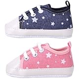 【macaroni（マカロニ）】ベビー用ファーストシューズ　はじめてのくつ　カワイイスター柄スニーカー (1　12cm（6-12か月）, 2　ピンク)