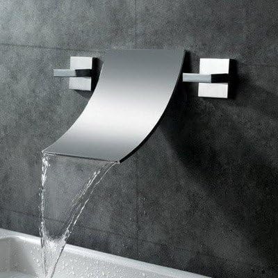 Sumerain International Group Double Handle Wall Mount Waterfall Bathroom Sink Faucet by Sumerain International Group