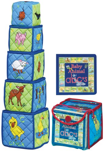 Baby Animal ABCs Soft Building Blocks & Board Book Set