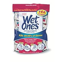 Wet Ones Singles Antibacterial Cleansing Wipes, Fresh Scent, 144 Count