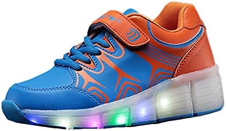Quadruple Time Unisex Children and Adults LED Lighting Heelys Roller Sport Shoes (Blue)