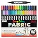 Super Markers 40 Unique Primary & Pastel Colors Dual Tip Fabric & T-Shirt Marker Set - Double-Ended Fabric Markers with Chisel Point and Fine Point Tips - 40 Permanent Ink Vibrant and Bold Colors