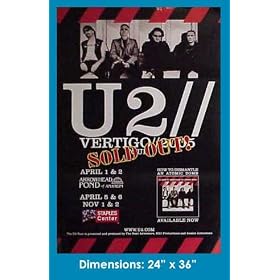 U2 Vertigo Tour Arrowhead Pond & Staples Center Poster 24"x36"