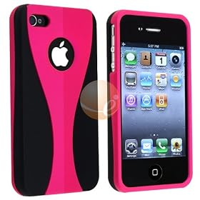 Buy Snap-on Rubber Coated Case for Apple&reg; iPhone&reg; 4 4S 4GS 4G AT&T Verizon, Hot Pink Black