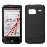 HTC INCREDIBLE ANDROID 6300 BLACK SOLID SILICONE SKIN RUBBER SOFT CASE COVE ....