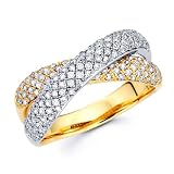 Diamond Anniversary Ring 14k Multi-Tone Gold Fashion Band (0.86 Carat), Size 5