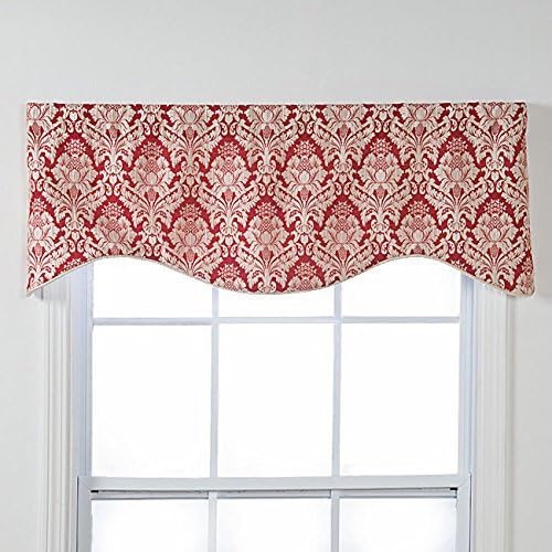 Metro Shop Burbury Shaped Red, White Damask Window Valance