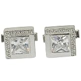 Mens Accessory Cufflinks Sterling Silver Zircon Gemstone (cflng251)