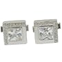 Mens Accessory Cufflinks Sterling Silver Zircon Gemstone (cflng251)