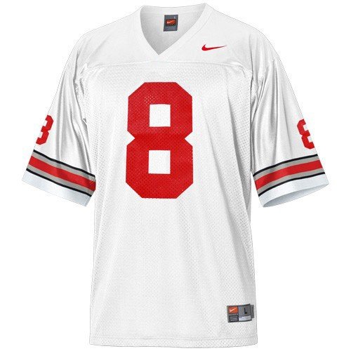 Ohio State #8 Youth Replica Jersey (Medium (10-12), White)