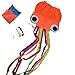 Mayco Bell Octopus Portable Kite Nylon & Polyester Material - Perfect Toy for Kids and Children Outdoor Games Activities - Fold-able Large 28 x 157 Inches | Extra 328 Feet of Line (Orange)
