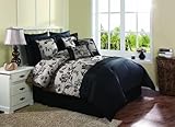 Victoria Classics Aurora 8-Piece Queen Comforter Set, Black/Taupe