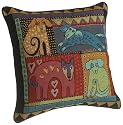 Laurel Burch 18-inch Mythical Dogs Square Pillow