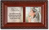 First Communion Girl Petite Woodgrain Music Box Plays Ave Maria