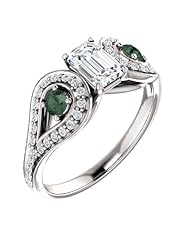 10K White Gold Emerald Cut Diamond and Genuine Alexandrite Ring -- LIFETIME WARRANTY