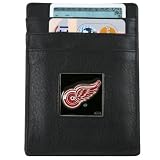 NHL Detroit Red Wings Black Leather Card Holder & Money Clip
