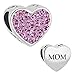 CharmsStory I Love Mom Heart Jewelry Charms Purple Birthstone Crystal Sale Cheap Beads Fit Pandora Bracelet