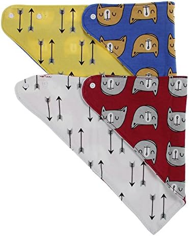 Eunicexu Bandana Drool Bibs, Cute Baby Gift for Boys & Girls Unisex 2-pack Absorbent Cotton Bibs