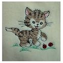 30"X40" Soft Yellow Fleece Kid's Blanket With Kitten & Ladybug Embroidery