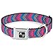 Buckle-Down Seatbelt Buckle Dog Collar - Chevron Weave Gray/Lavender/Pink/Baby Blue - 1.5