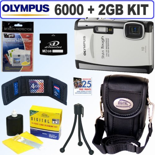 Olympus Stylus Tough 6000 10MP Digital Camera White + 2GB Accessory Kit