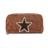 American West Rodeo Star Collection Ladies Zip Around Wallet in Soft Brown Leather by American West