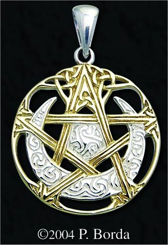 Vermeil Cut Out Moon Pentacle Pendant