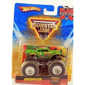 Hot Wheels Monster Jam Flag Series Avenger (Green) Mud Trucks #23 75, 1:64 Scale (Small truck) by