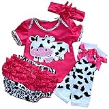 Gmasking ベビー衣装 ホルスタインデザイン ベビー ヘアバンド付き 4点セット (L(6-12Months))
